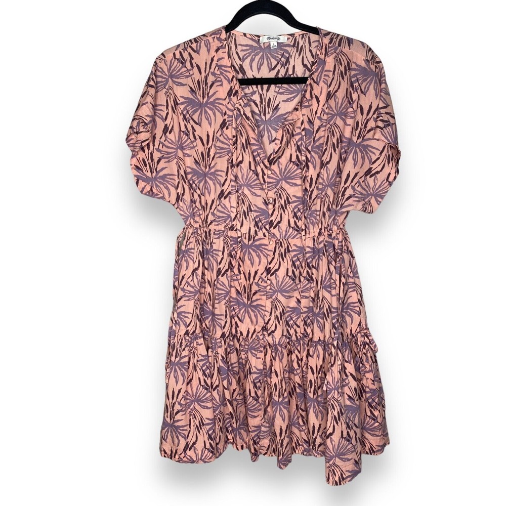 Madewell Button-Front Tiered Dress in Oasis Palms Size Small